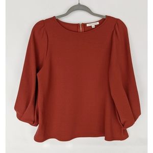 Green Envelope Burnt Orange Balloon Sleeve Top